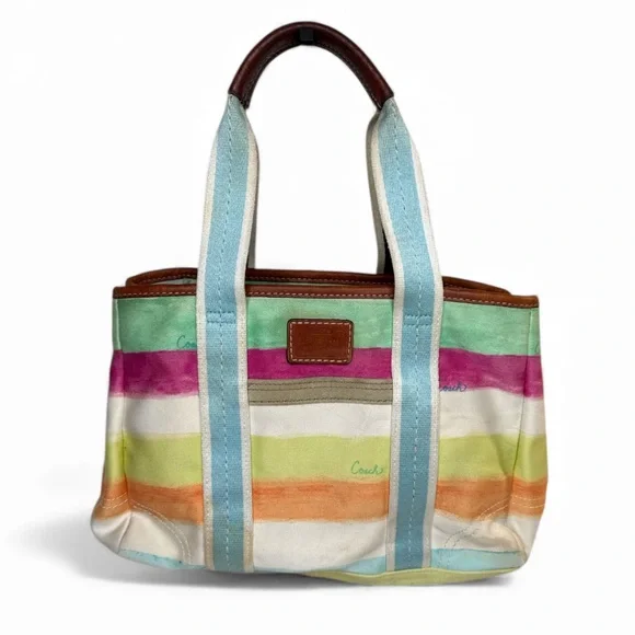 Coach Hampton Watercolor Stripe Canvas Backpack Coach hampton watercolor - Gem main image 2